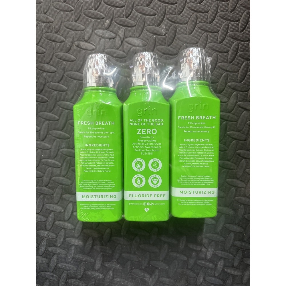 Grin Healthy‎ Gums Oral Rinse, 16 Fl Oz, Fresh Breath Mouthwash, Super Mint 3PK